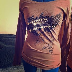 Long sleeve Harley Davidson T-shirt brown size M